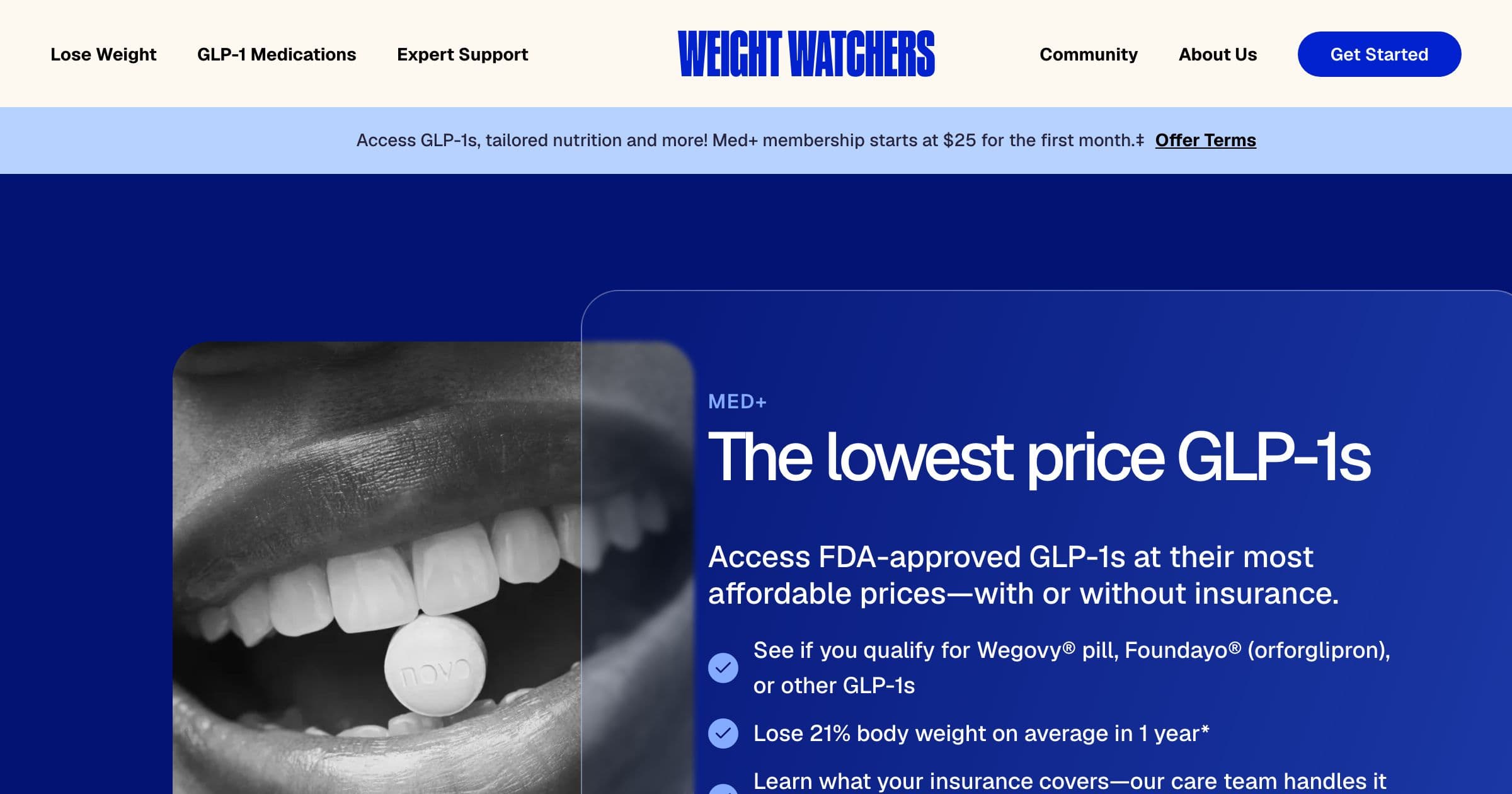 Screenshot of the weightwatchers homepage as of 2026-05-08